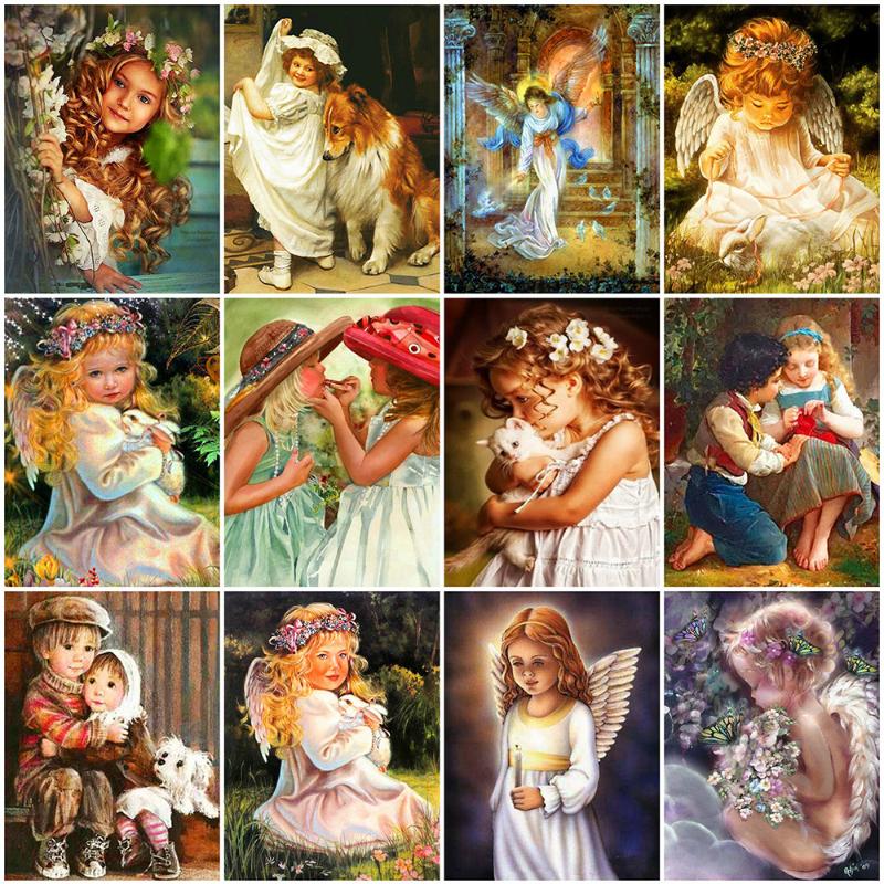 

Evershine Diamond Embroidery Girl Full Square Round Diamond Painting Angel Cross Stitch Rhinestone Pictures Home Decor