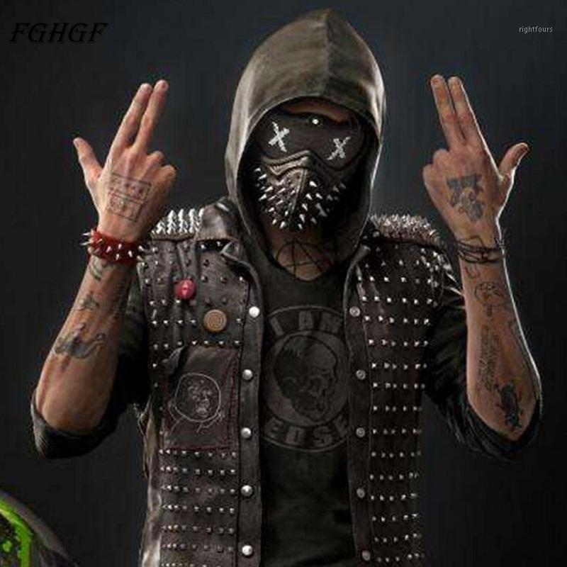 

FGHGF Game Watch Dogs 2 WD2 Mask Marcus Holloway Mask Wrench Cosplay Rivet Face Half Face Latex Party Cosplay Props1