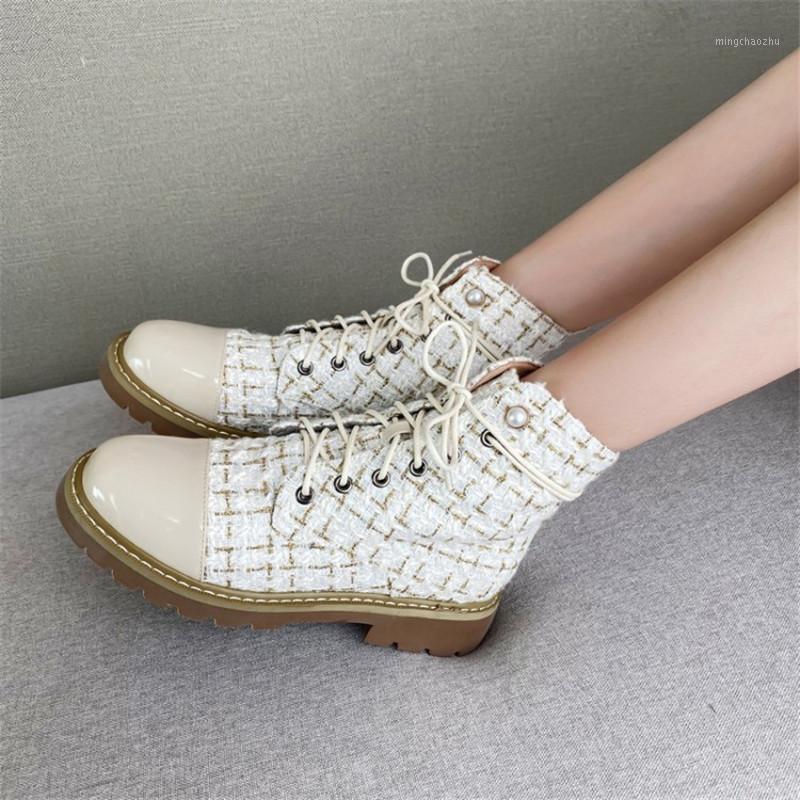 

PXELENA Fashion Women Boots Low Heels Lace Up Beads Autumn Winter Female Shoes Riding Bootie Patchwork Plus Size 34-431, Black winter