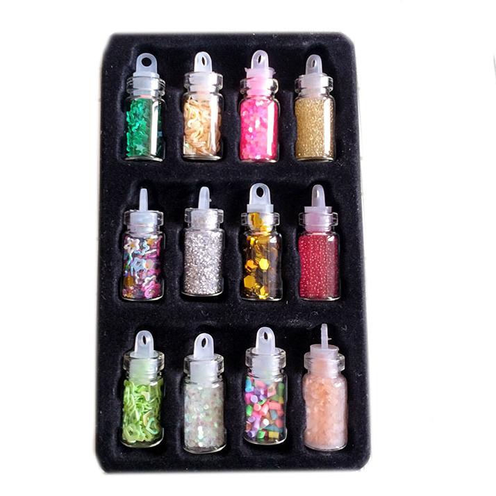 

12 Bottles Micro Ball Micro Crystal Nail Caviar Beads Glass Trend Caviar Nail Art Decorations Tips Art Set