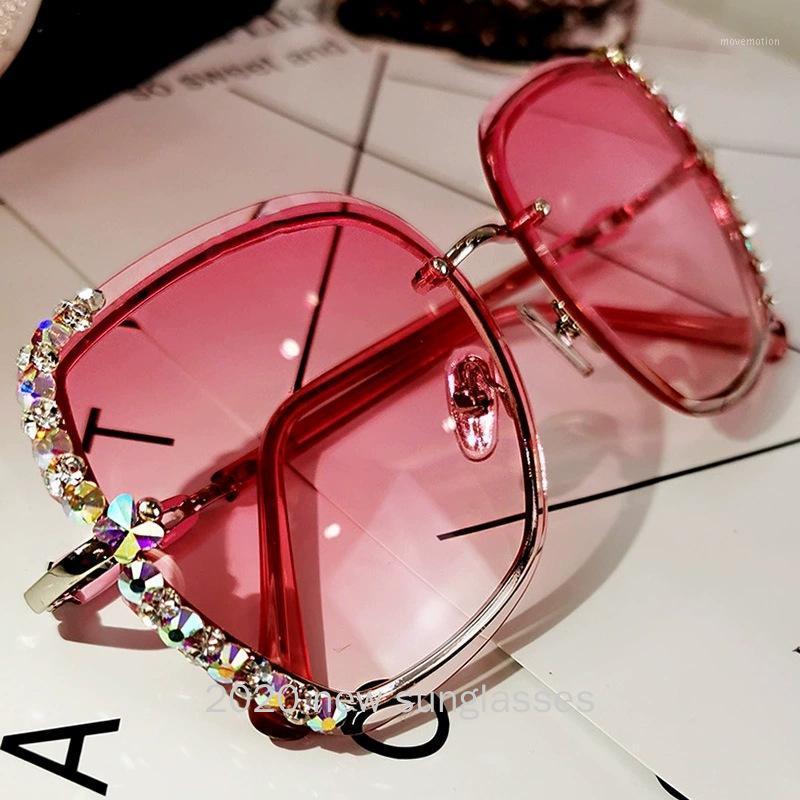 

Oversized Green Sunglasses Women Men 2020 Crystal Diamond Female Sun Glasses Shades Sunglass Goggle NX1