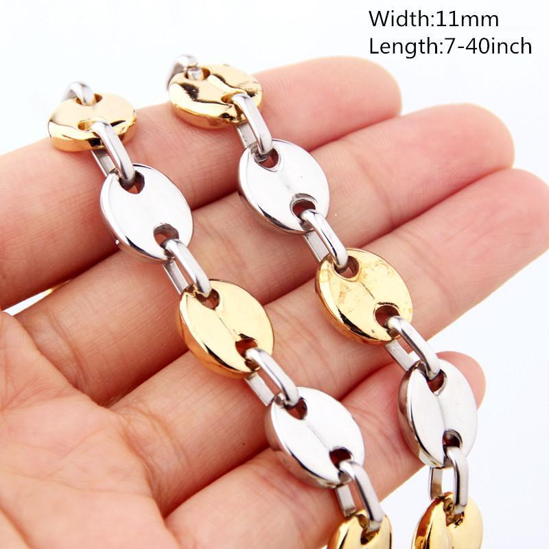 

11mm Wide High Quality Stainless Steel Coffee Bean Bead Chain for Cool Men Necklace & Bracelet Jewelry Christmas Gift 7-40inch1
