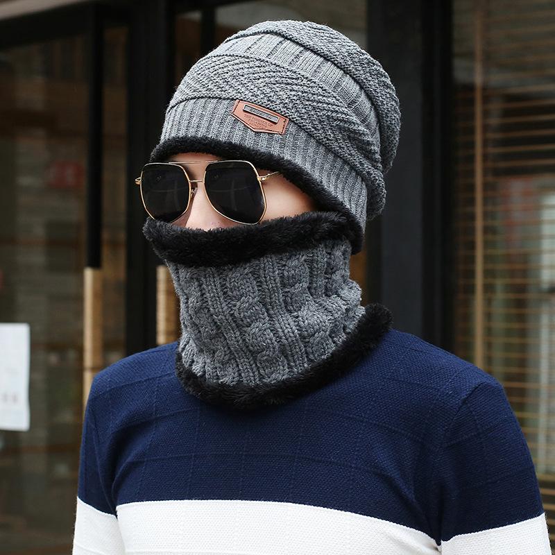 

Neck Warmer Winter Hat Knit Cap Scarf Caps Hats Beanie Men Women Wool Thick Warm Woolen knitted Hat Beanies