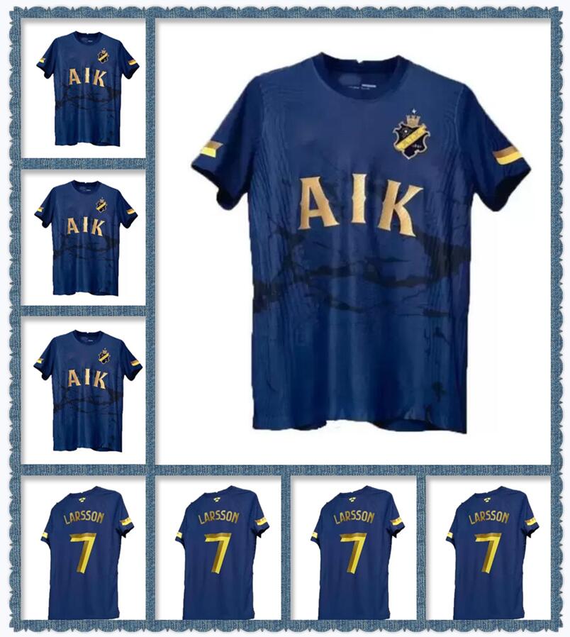 

22 23 AIK Royal Edition Fotboll Soccer Jerseys 2022 2023 Papagiannopoulos Rogic Larsson tihi 131th anniversary maillots football shirts uniforms, Black