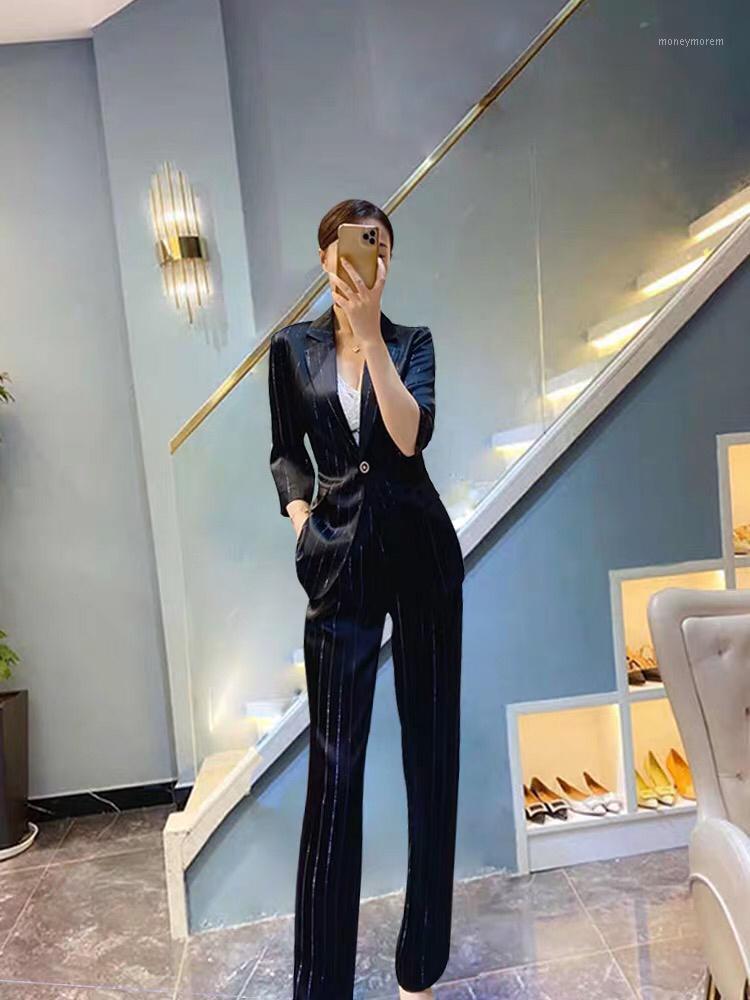 

Office lady women' clothing fashion 2 piece set autumn top and pants loose year-old female costume business suit1, White