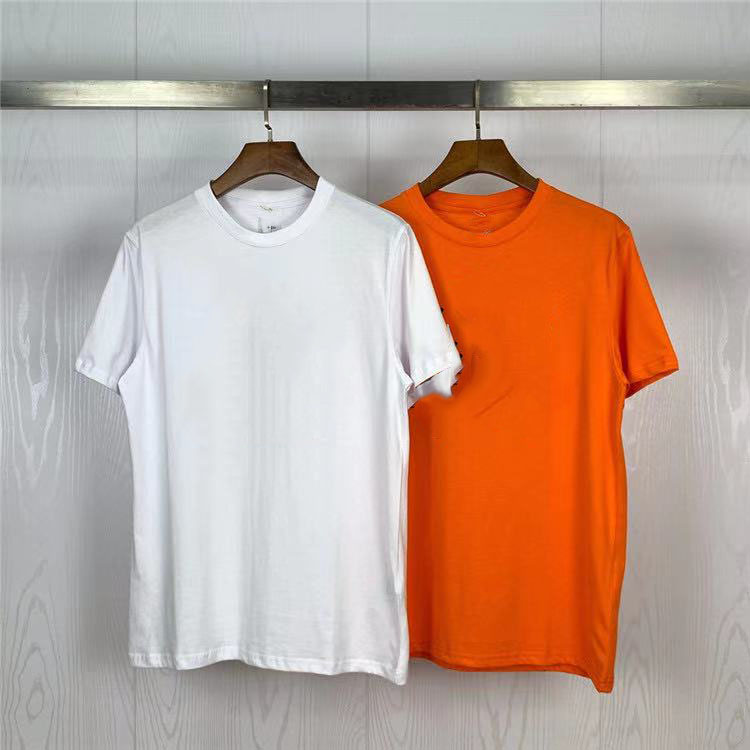 

2021 new designer spring summer autumn t-shirt men's and women's fashion printed short sleeve T-shirt black and white orange, Ivory