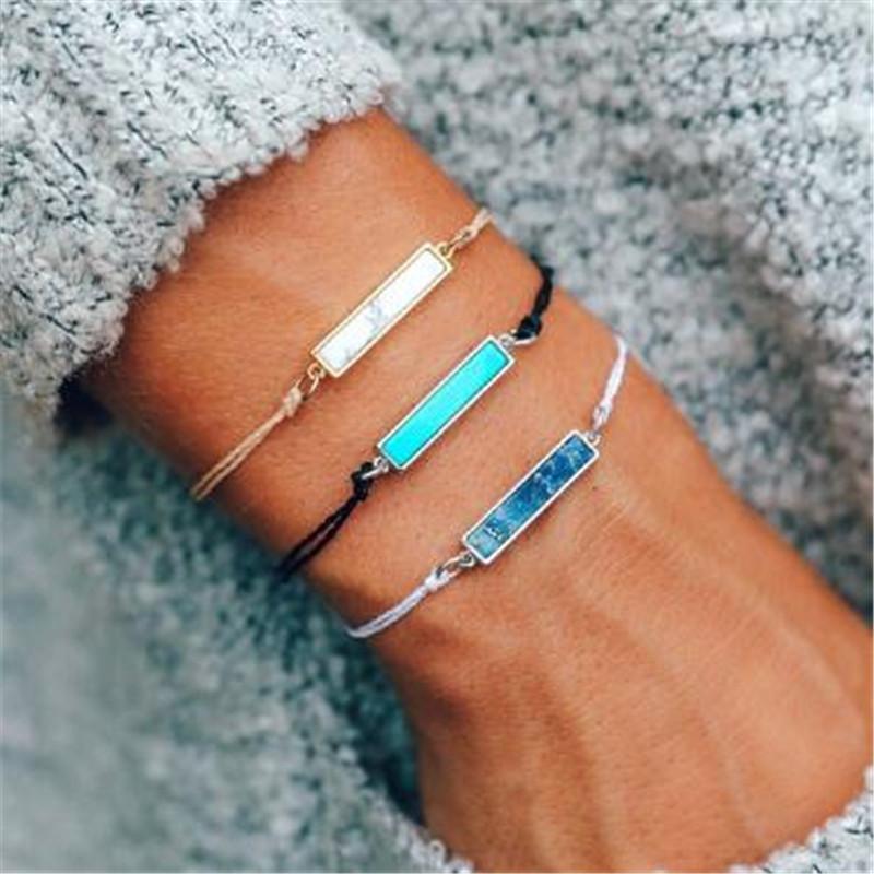 

Fashion Couples Rope Bracelet Natural Stone Turquoises Beaded Woven Bracelets for Woman Men Best Friends Jewelry Gifts