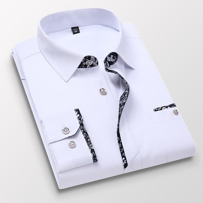

Brand Mens Casual Dress Shirts Fashion Desinger Stylish Long Sleeve Shitr male Slim Fit Tops white, 5601 z blue