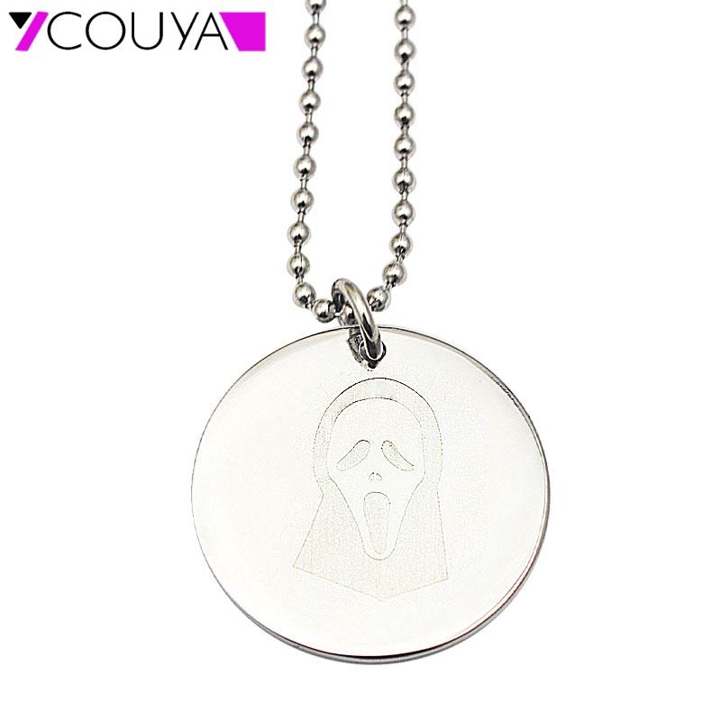 

2021 Custom Halloween Jewelry "Ghost mask" 30*30mm Round Pendant Necklace Coin Necklace for Ladies Women Men Pulsera