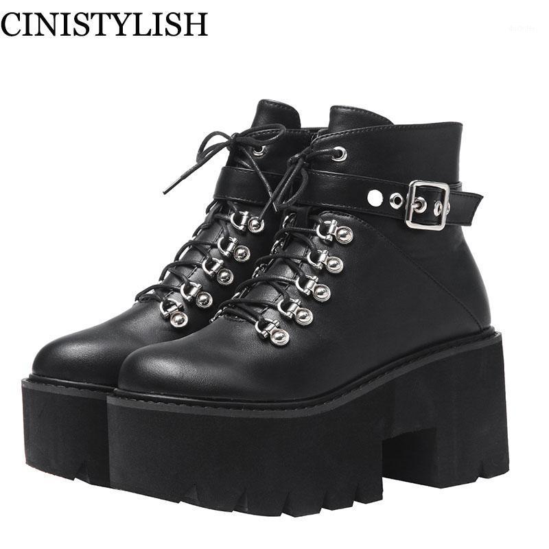 

Women Sexy High Heel Boots Lace-Up Black Short Plush Winter Ladies Platform Demonia Shoes Buckle Punk Female Rubber Footwear New1