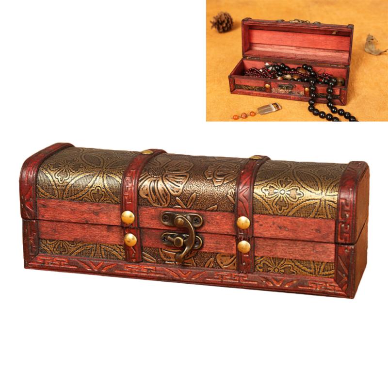

1PC Vintage Wooden Box Creative Jewelry Storage Box Retro Packaging Delicate Hair Stick Storage Container for Party Home Bed