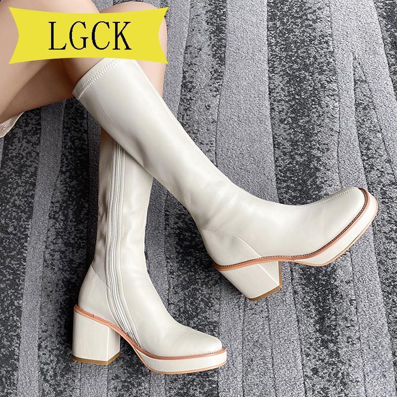 

Plus Size 34-40 Fashion Zip Women Knee High Heel Boots Lady Riding Botas Warm Winter Shoes Women Sexy Round Toe Casual Footwear1, Black