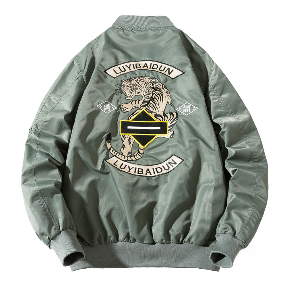 

2021 New Tiger Man Embroidered Military Flight Casual Fashion Baseball Jacket Youth Streetwear Autumn Cijn VVT2, Black
