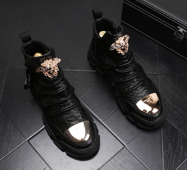 

Designer Luxury Men Cowboy Boots Trendy rock punk Hight top Martin boots Male Party Moccasins Sapato Social Masculino Shoes Fashion Boots, Red