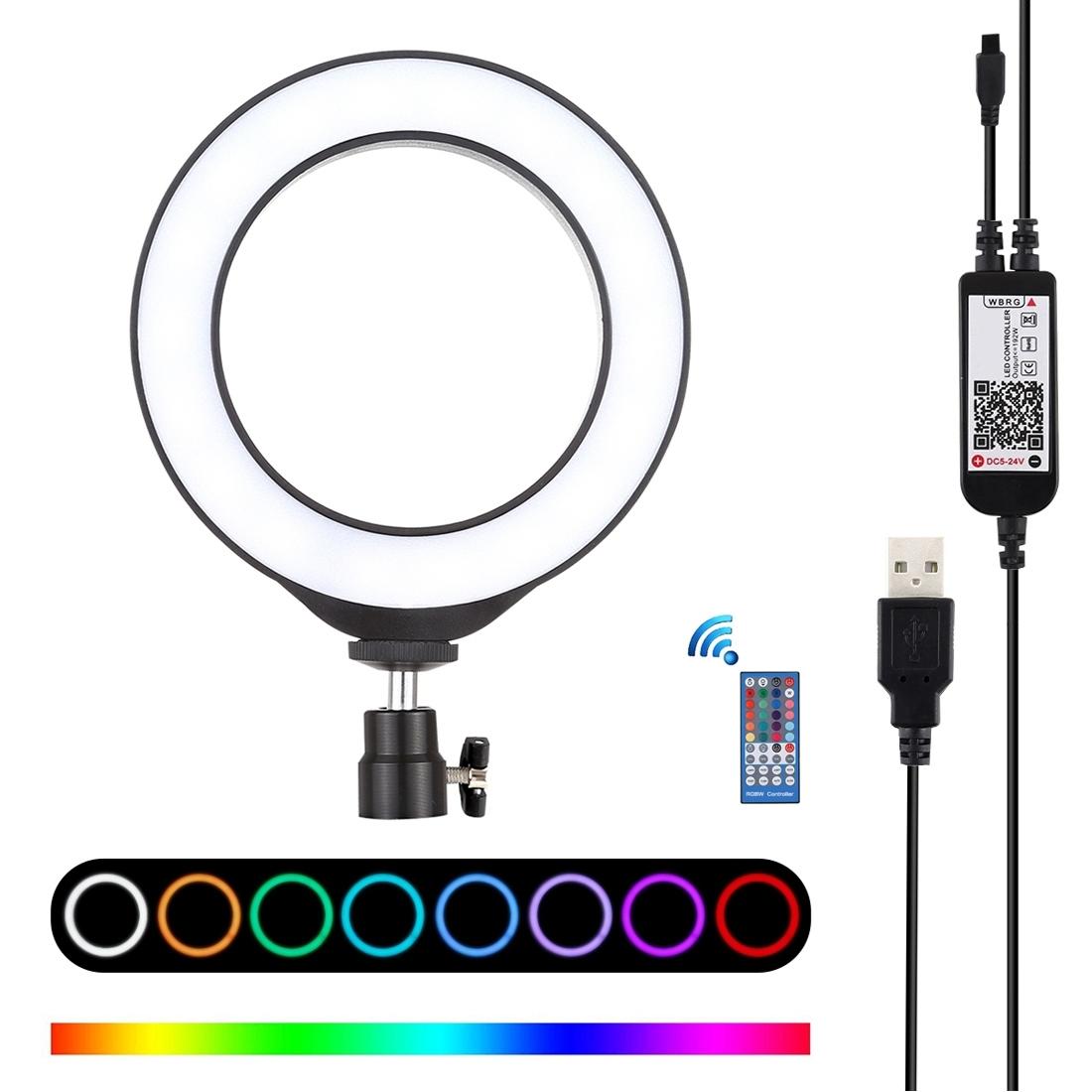 

PULUZ 62 inch 16cm USB RGBW Dimmable LED Ring Vlogging Photography Video Lights with Cold Shoe Tripod Ball Head Remote Control