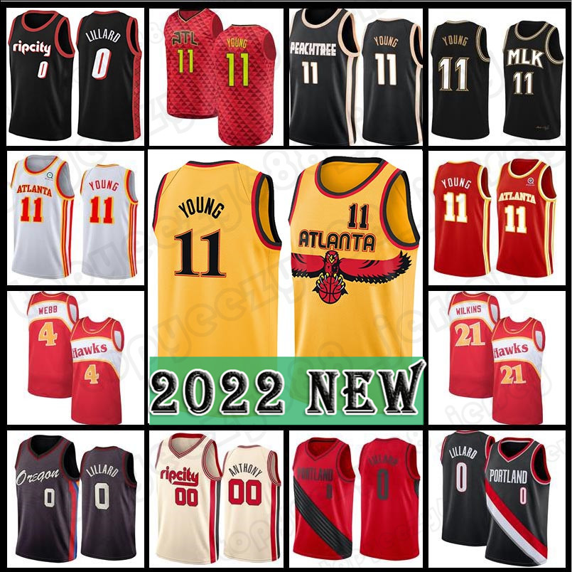 

Trae 11 Young 4 Spud Webb 2022 Atlanta''Hawks''Basketball Jersey Damian 0 Lillard Portland''Trail''Blazers''Mens Jerseys City