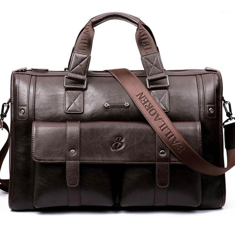 

Leather Shoulder Bag for Man Business Handbag High Capacity Large 15.6 Laptop Travel Bag Document Storage Briefcase Notebook1, Dark brown m