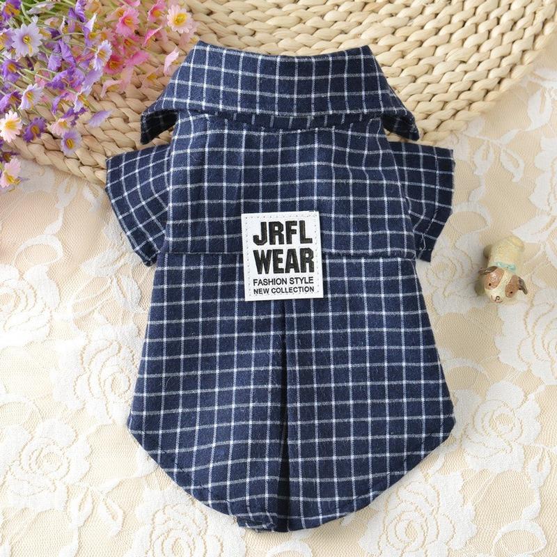 

Cartoon Dog Clothes British Style Clothing for Dogs Shirts Pet Outfits Cute Spring Summer Grid Print Black Boy Ropa Para Perro