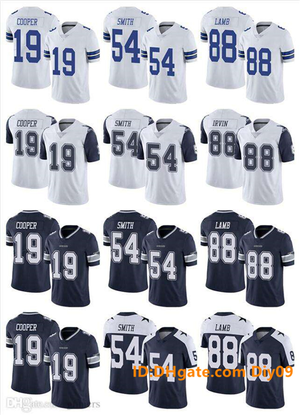 

Men Women Youth DallasCowboysJersey 54 Jaylon Smith 19 Amari Cooper 88 CeeDee Lamb Football Jerseys Navy White Rush, Black;red