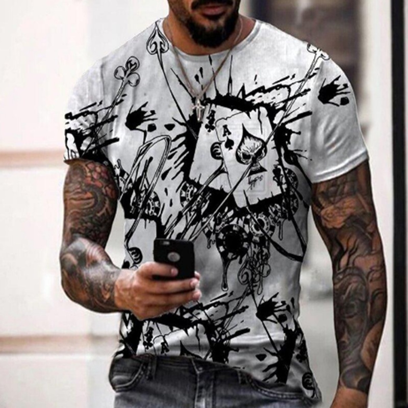 

Hot SELL Men's T-Shirts Spades playing card men's 3D Print T shirt graphic optical illusion short sleeve party top street punk and gothic crew neck summer, 006