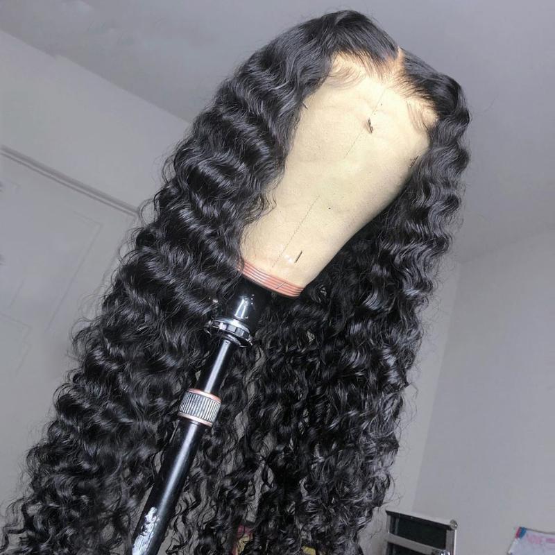 

Curly Human Hair Wigs 13x4 Lace Frontal Wigs for Women Brazilian Deep Wave Lace Frontal Human Remy Hair 150 Density, As pic