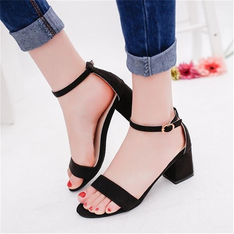 

Spring Summer style Woman sandals slippers women Open Toe sexy dress Flip Flops Women's Sandles Thick Heel Women Shoes1, Black