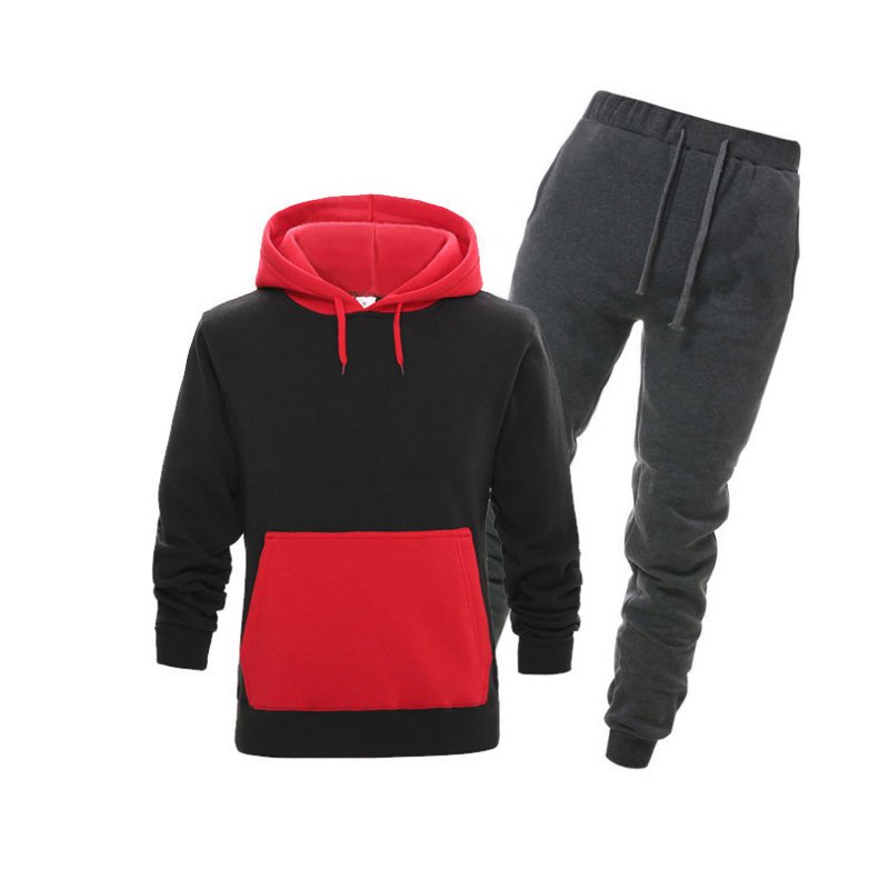 

Men' and women' Unisex leisure sports fitness clothing outdoor running clothing color matching Hoodie tie foot windproof pants