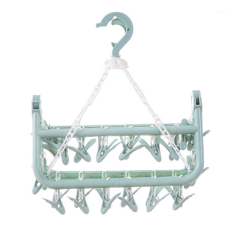 

Plastic Folding Clothes Hanger Towels Socks Bras Underwear Drying Rack With 32 Clips Space Saving Closet Organizer Tools TUE881