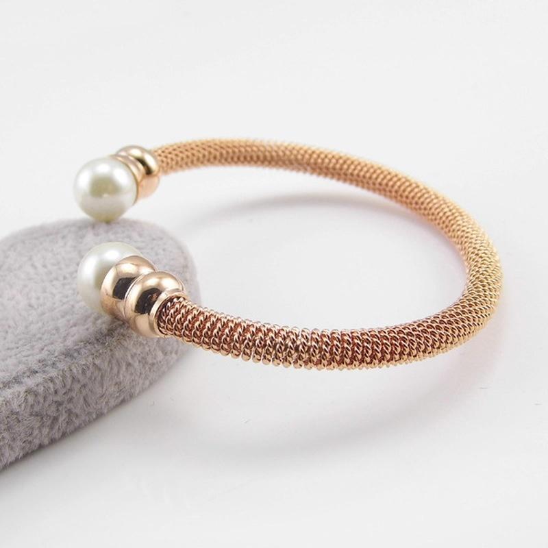 

Fashion Ladies Bracelet Metal Open Pearl Bracelet Jewelry