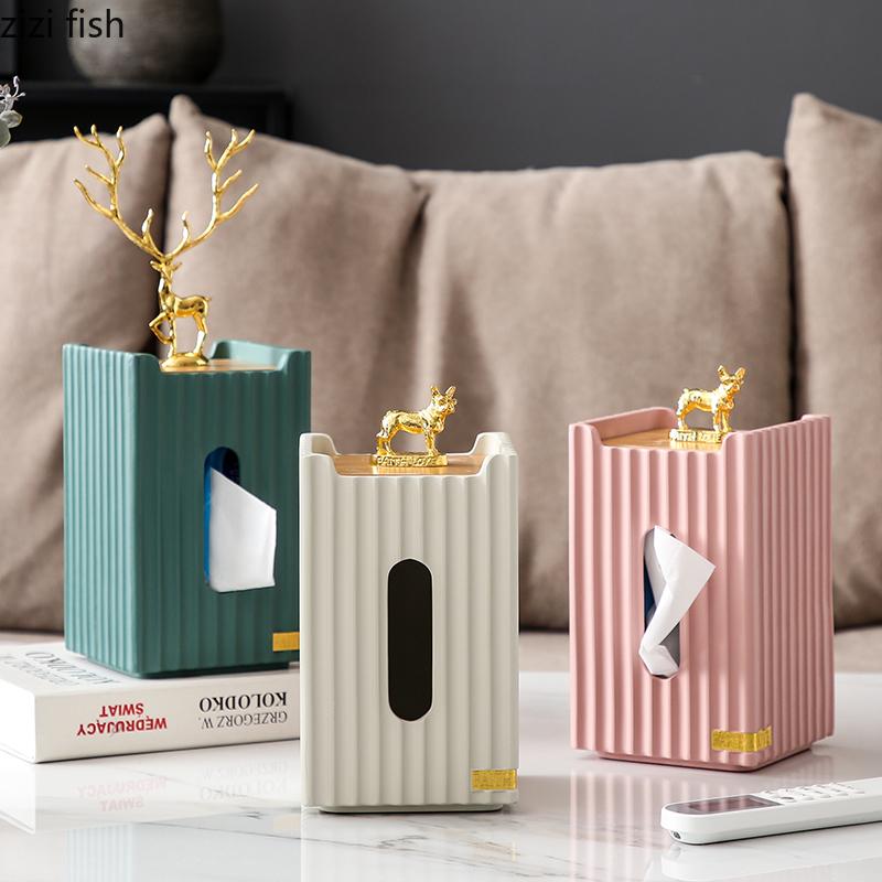 

Northern Europe Rectangular Resin Tissue Box Deer Cover Dog Cover Multifunctional Storage Tissue Box Decoration Holder