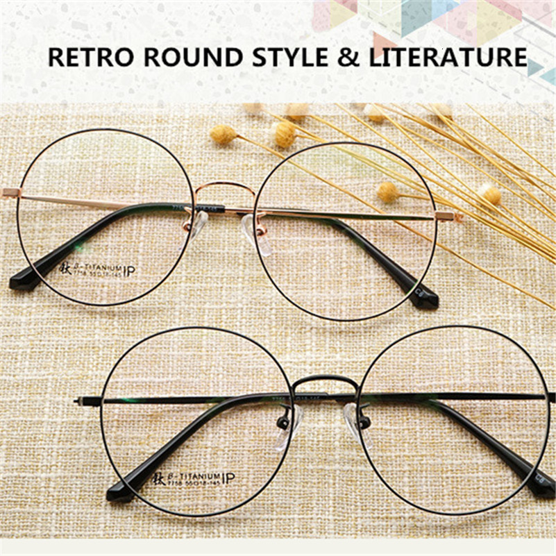 

2021 New Pure Female Retro Large Round Titanium Frames of Low Weight Computer Reading Glasses Grade Eyeglasses Ezq3