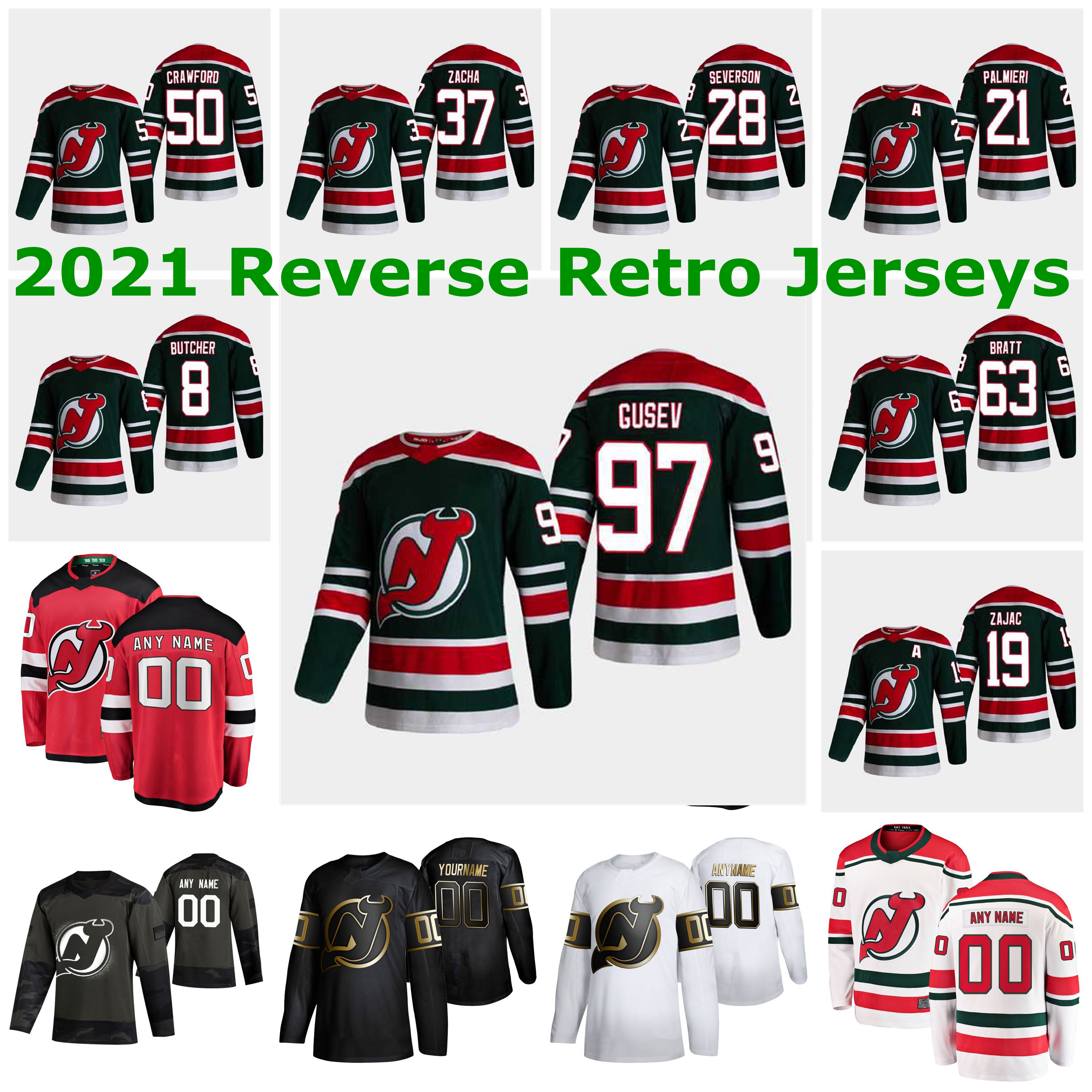 

New Jersey Devils 2021 Reverse Retro Jerseys Taylor Hall Jersey Nico Hischier Jesper Boqvist Jesper Bratt Blake Coleman Custom Stitched, Black;red