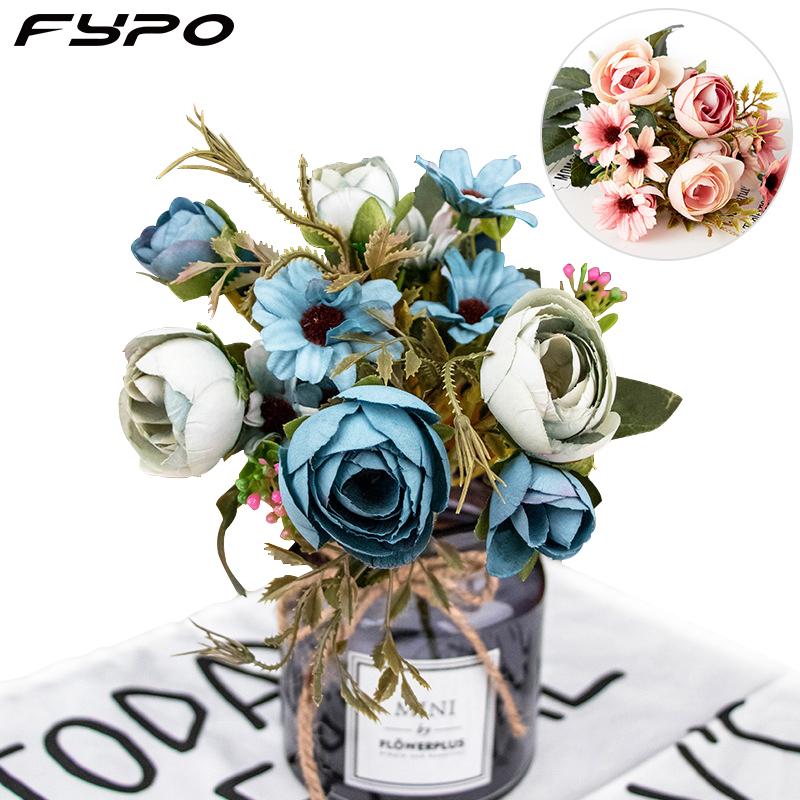 

Silk Peony Artificial Flowers Bouquet Rose Wedding Home Decoration Flower Artificial Flower Fake Pearl Bouquet, White