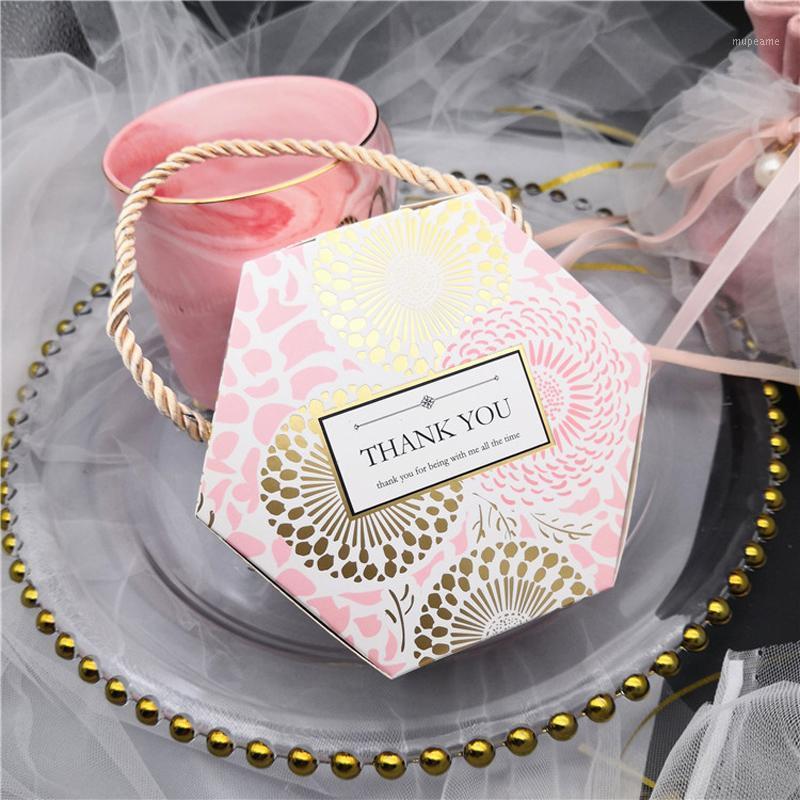 

25pcs Hexagon Dandelion Packaging Box Marbling Chocolate Candy Box Jewelry Gift Favor Christmas Wedding Party Supplies1