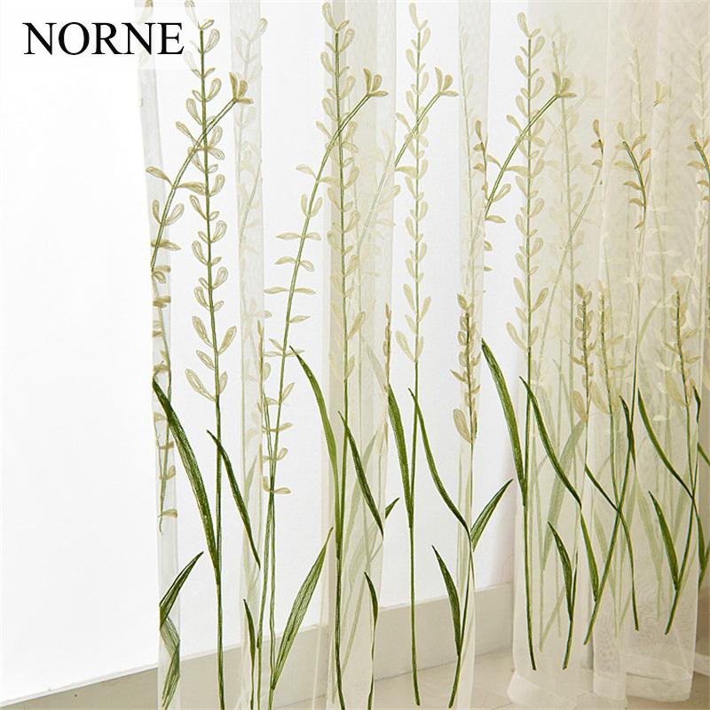 

NORNE Embroidered Semi White Tulle Sheer Lace Curtains for Bedroom Living Room Kitchen Door Window Curtain Drape Panels Voiles
