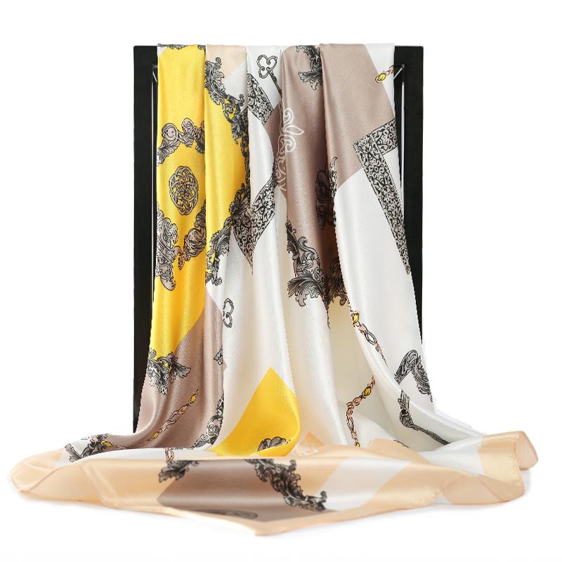 

Silk Scarf Fashion Foulard Satin Shawl Scarfs Big Size 90*90cm Square satin silk Hair / Head Scarves Women bandana