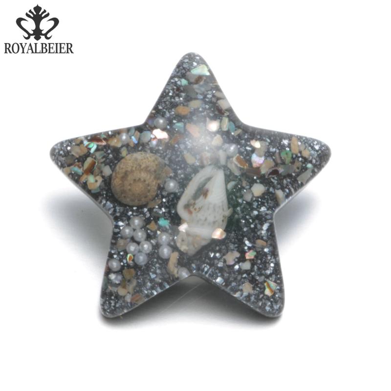

RoyalBeier Black Star Shape Sealed Natural Shell Charms 18mm Snap Button For 20mm Snap Bracelet Jewelry KZ0380j