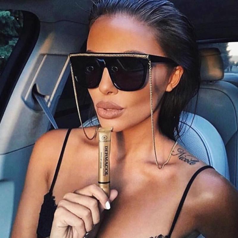 

Vintage Square Modis Sunglasses Women Oversized Frame 2020 Designer Punk Sun Glasses Black Shades (NO Chain) S129