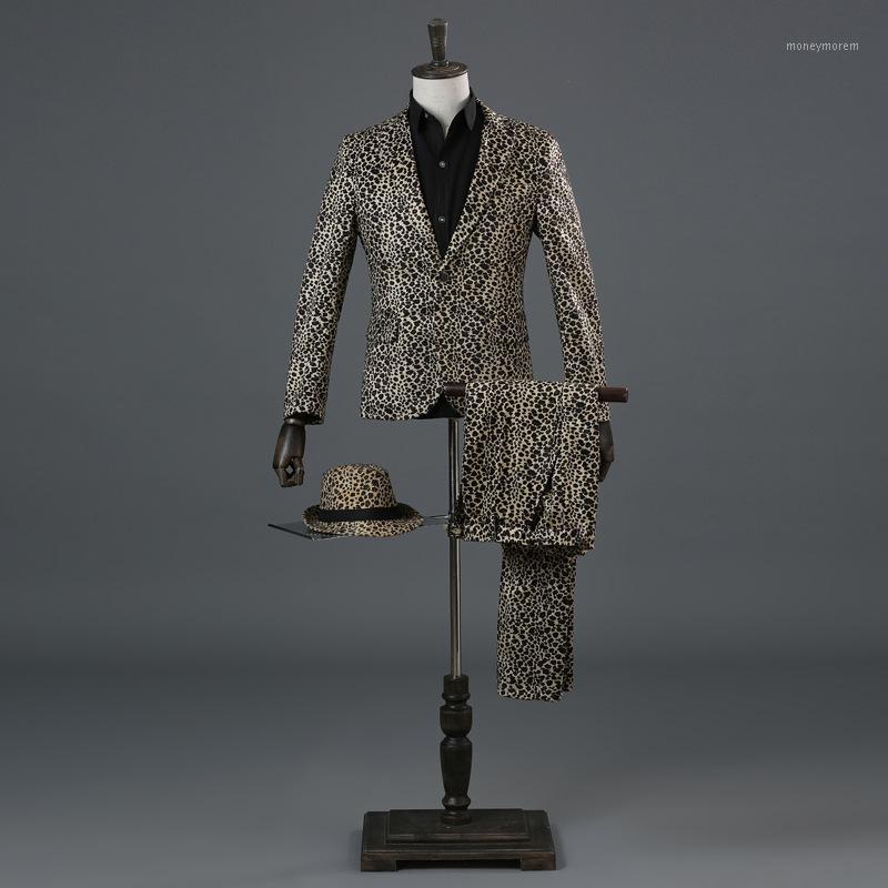 

Suits Men Long Sleeve Stage Mens Performance Prom Leopard Print Suit Slim Fit Designs Clothing Two Piece Set Coat Pants1, Same as the picture