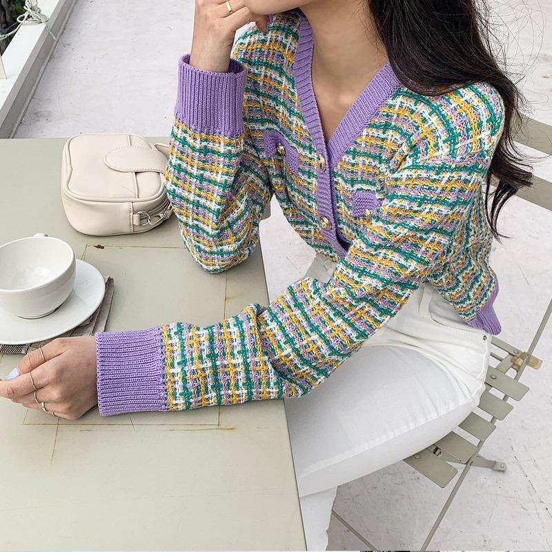 

Retro knitted cardigan ladies sweater tweed sweater winter Korean clothes 2020 autumn and winter loose and lazy look, 02