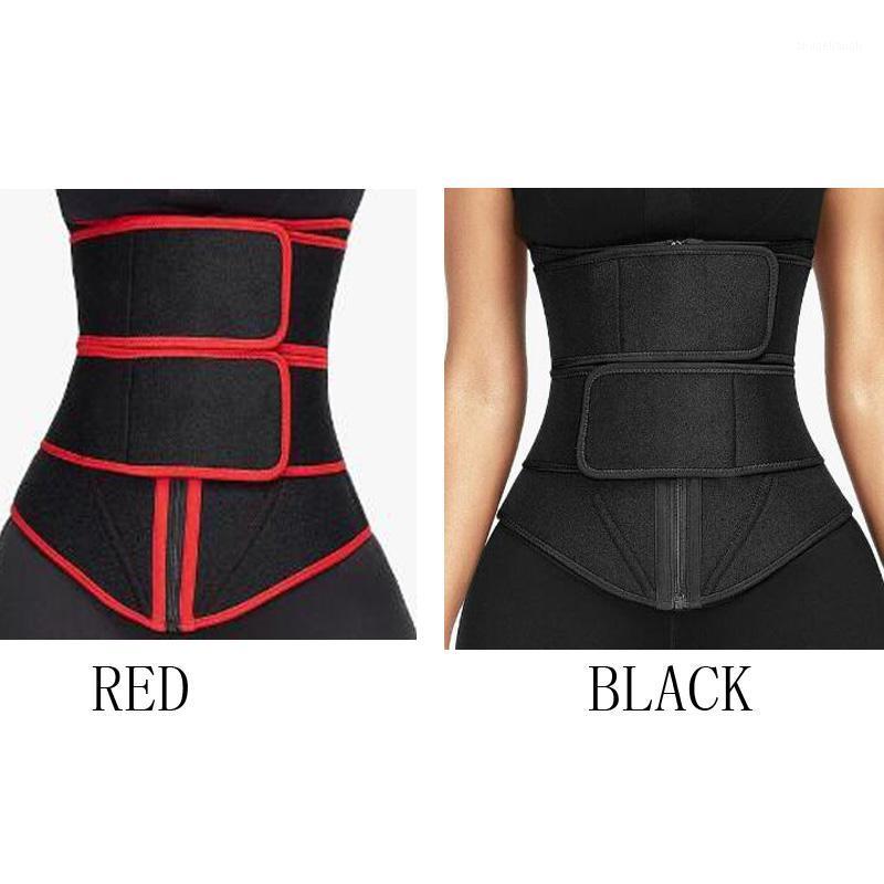

Double belt Waist Trainer Slimming Corset Women Zipper Soft Neopren Body Shaper Waist Cincher Tummy Compression Shapewear S-3XL1, Red
