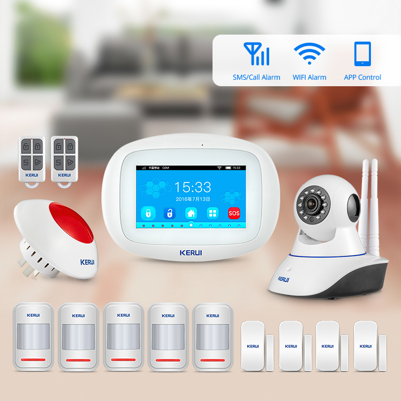 

KERUI K52 WIFI GSM Alarm Systems Panel 4.3 Inch TFT Color Display Security Home Smart Residential Wireless Burglar Alarm Kit Y1201