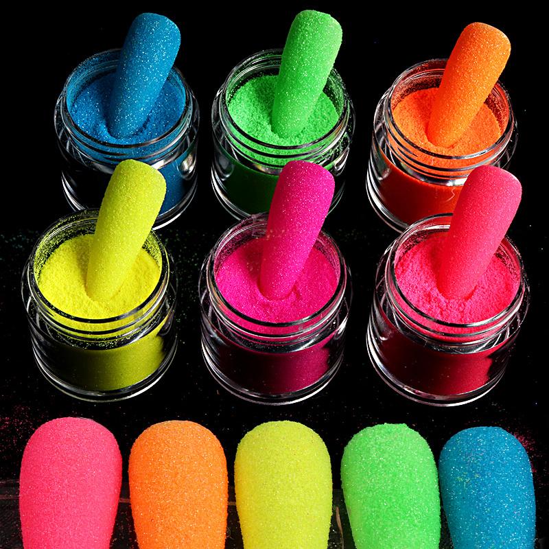 

Fluorescent Sugar Color Nail Art Glitter Set Colorful Nail Pigment Powder For Manicure Rainbow Design Dust Decoration