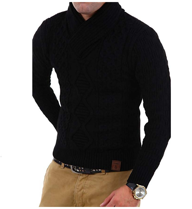

2021 New Mens Thick Clothes Men Long Sleeve Turtleneck Sweater Male Warm Wool Windproof Knitted Pullovers Plus Size S-3xl M5g7, Black