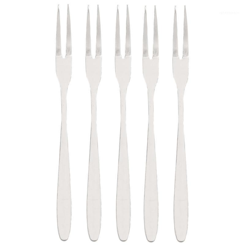 

5Pcs Stainless Steel Dinner Fork TWO Tine Korean Long Handle Table Fork set Salad Dessert Fruit Forks Flatware1