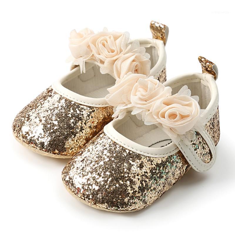 

WEIXINBUY Fashion Sequins Lace Flower Baby Girl Shoes Anti-slip Soft Sole Bottom Walking Princess Shoes1