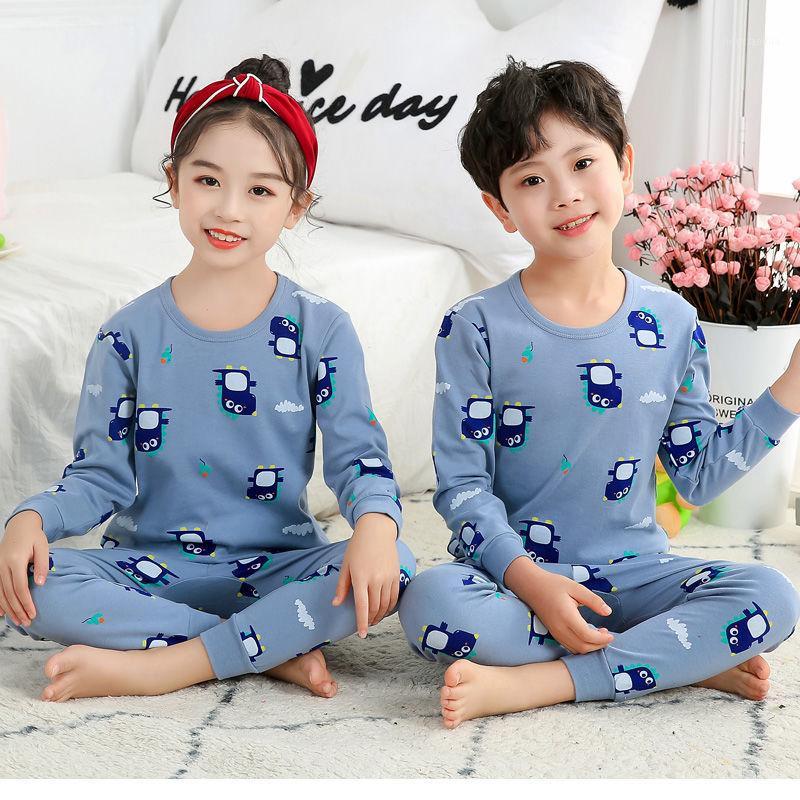 

Children Pajamas 2pc Long Sleeve Cartoon Kids Sleepwear Baby Girl Clothes Sleep Suit Autumn Cotton Toddler Pyjamas Boy Nightwear1, Vest set