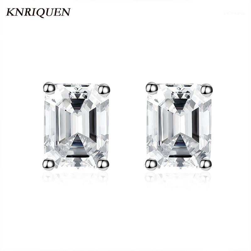 

Classical 925 Sterling Silver 6*8mm Created Moissanite Topaz Gemstone Stud Earrings For Women Wedding Engagement Fine Jewelry, Golden;silver