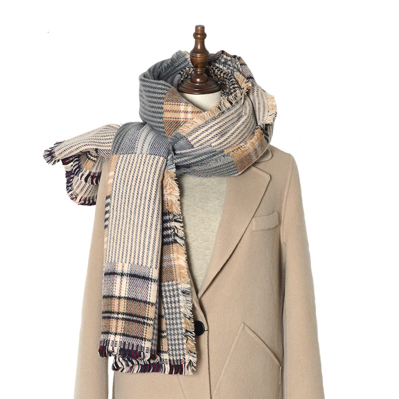 

2021 New Colorful Plaid Scarves Cashmere Cape Women's Winter Blanket Scarf Women Warm Shawl 4755
