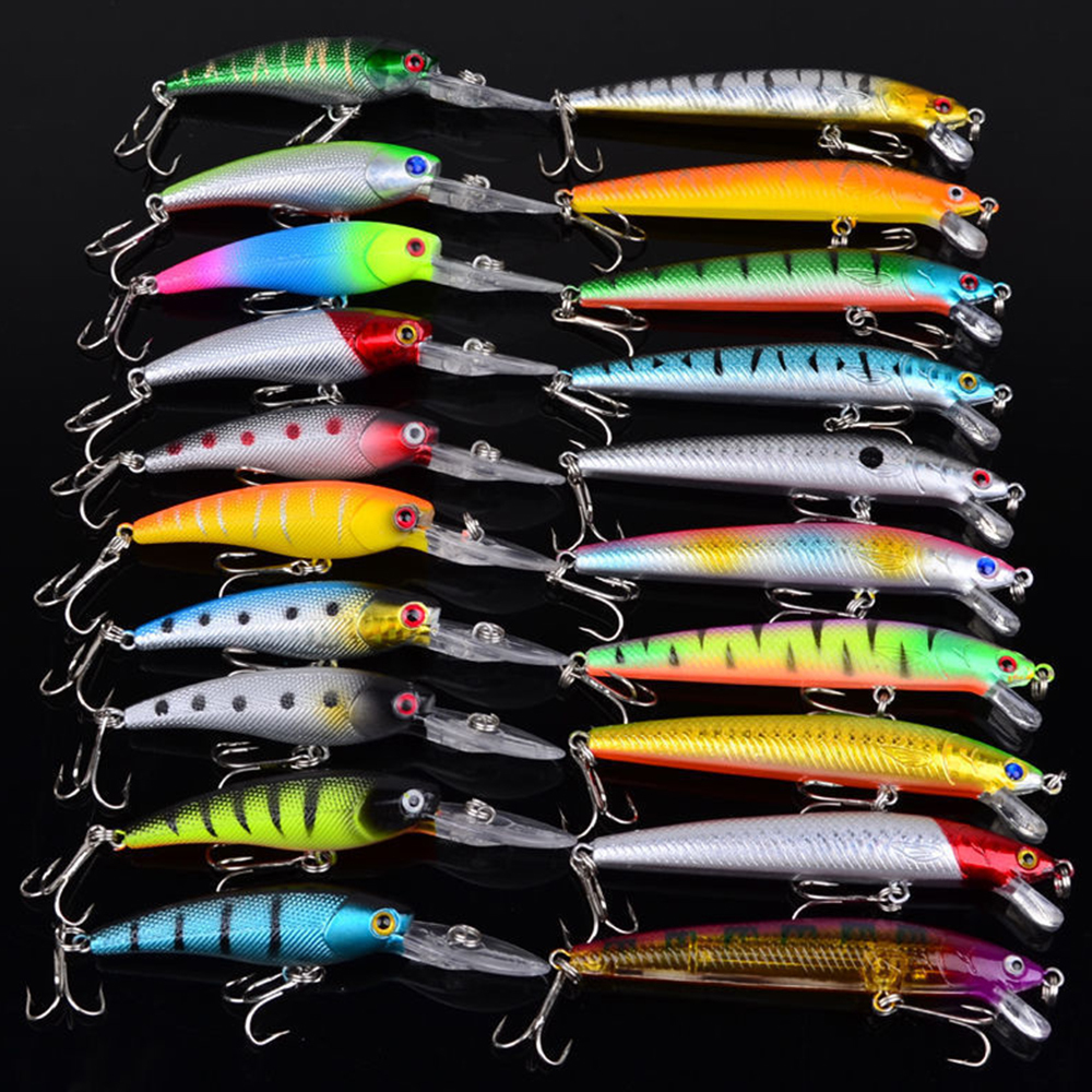 

20pcs/set Fishing Lure Minnow Crankbait Wobblers 3D Eyes Perch Artificial Bait Pike Carp Bait Swim Bait Fishing Pesca XA238G 201030